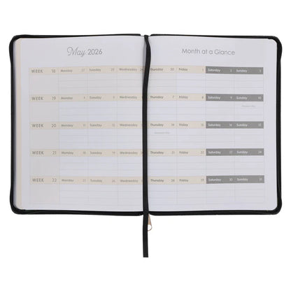 2026 Diary - 18-Month Planner for Women - In Strength and Dignity - Faux Leather with Zip