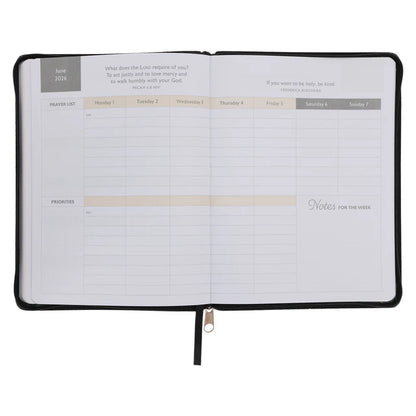 2026 Diary - 18-Month Planner for Women - In Strength and Dignity - Faux Leather with Zip