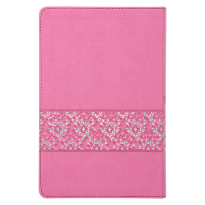 NLV Pienk Glinster Kunsleer; Bybel met Duimgrepe; Neriah’s Light