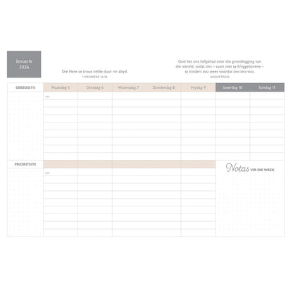 Neriah’s Light; 2026 18-Month Planner; Strength & Dignity Faux Leather Zip