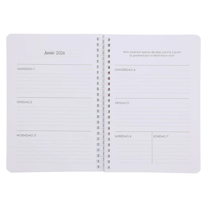 2026 Dagboek - Dagbeplanner - Die Here Is My Sterkte en My Beskerming - Ringbind