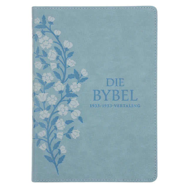 Afrikaans 1933/1953 Vertaling Ligblou met Blomme Kunsleer Bybel Grootdruk