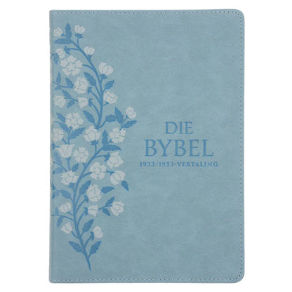 Afrikaans 1933/1953 Vertaling Ligblou met Blomme Kunsleer Bybel Grootdruk