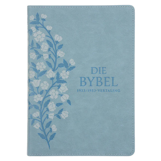 Afrikaans 1933/1953 Vertaling Ligblou met Blomme Kunsleer Bybel Grootdruk