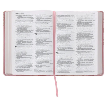 NLT Pink Peonies Genuine Leather Bible Large Print