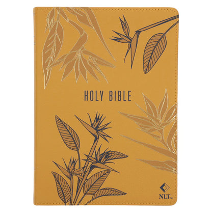NLT Mustard Bird of Paradise Genuine Leather Bible Large Print