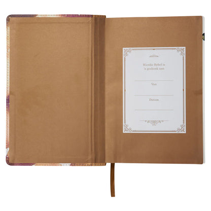 NLV Standaard Bybel | Roesbruin & Goud Linne met Duimgrepe