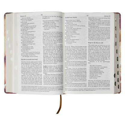 NLV Standaard Bybel | Roesbruin & Goud Linne met Duimgrepe