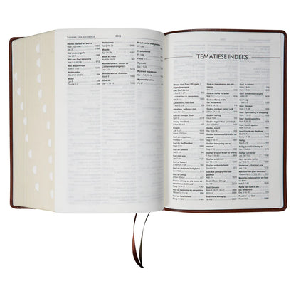 NLV Tematiese Studiebybel – Neutbruin Kunsleer | Afrikaanse Bybelstudie