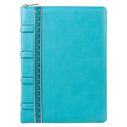 NLV Grootdruk Bybel | Blougroen Kunsleer met Ritssluiter & Duimgrepe