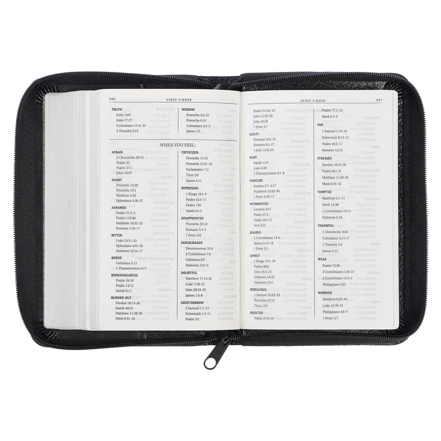 Neriah’s Light ; KJV Black Mini Pocket Bible ; Faux Leather Zip