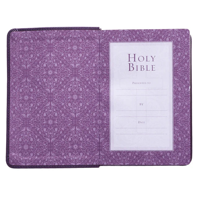 KJV Purple Faux Leather Compact Bible Large Print Red Letter