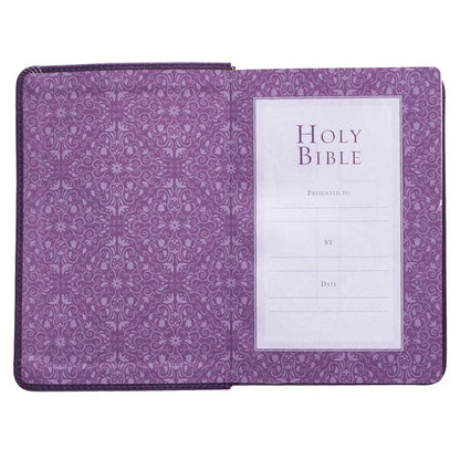 KJV Purple Faux Leather Compact Bible Large Print Red Letter