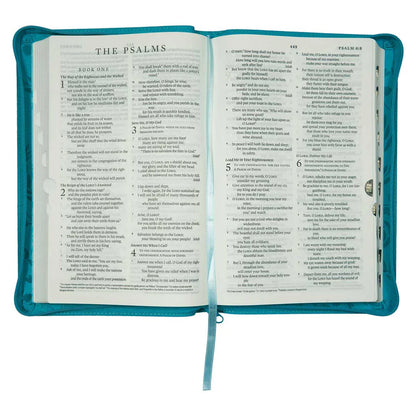 ESV Standard Bible – Turquoise Faux Leather; Thumb Index; Neriah’s Light
