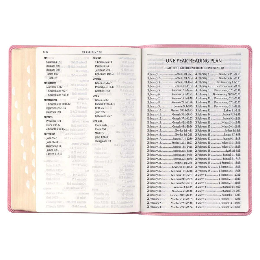 KJV Pink Study Bible | Giant Print Faux Leather Indexed Edition