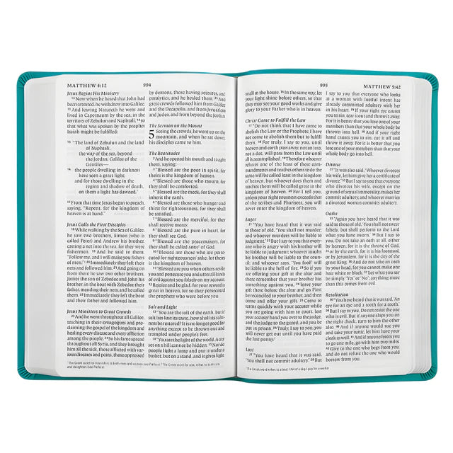 ESV Large Print Thinline Bible – Turquoise Emblem ; Neriah's Light