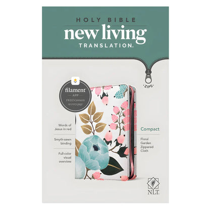NLT Compact Zipper Bible; Floral Garden; Neriah’s Light