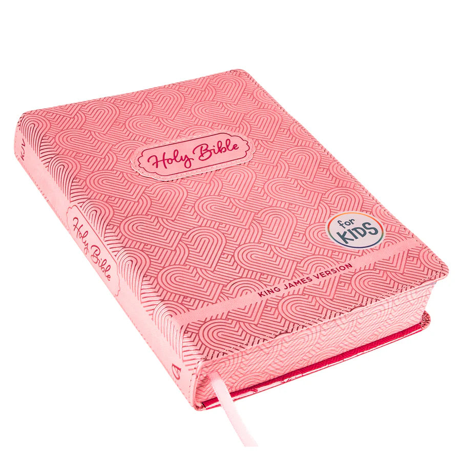 Neriah’s Light: KJV Kids Bible; Pink Hearts Faux Leather Large Print