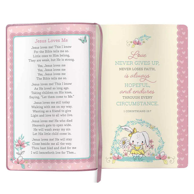 NLT Pink Deer Flexcover Faux Leather Baby Bible for Girls
