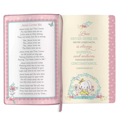 NLT Pink Deer Flexcover Faux Leather Baby Bible for Girls