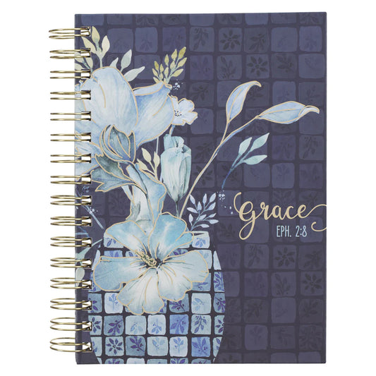 Grace Blue Floral Hardcover Wirebound Prayer Journal | Neriah’s Light