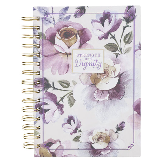 Strength and Dignity – Purple Floral Hardcover Wirebound Journal | Neriah’s Light