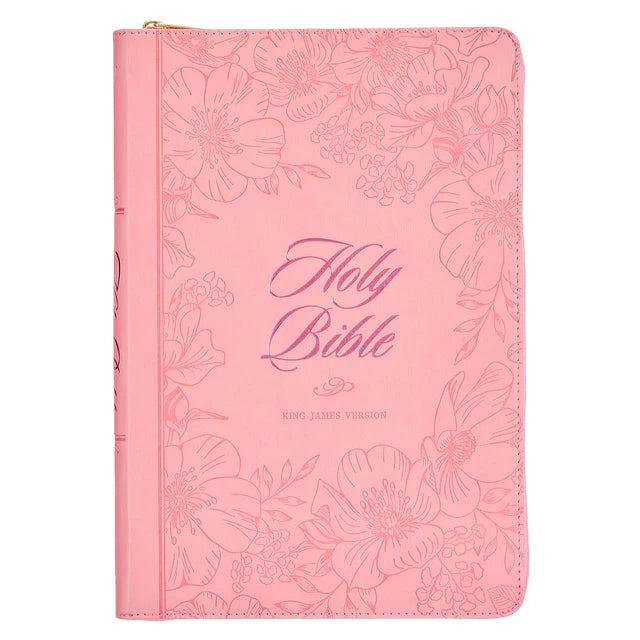 KJV Pink Faux Leather Thinline Bible Large Print