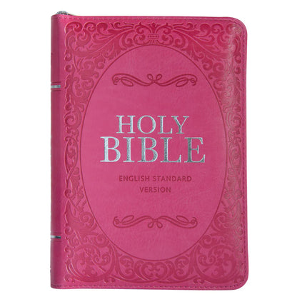 Neriah’s Light: ESV Compact Bible with Zip; Pink Faux Leather