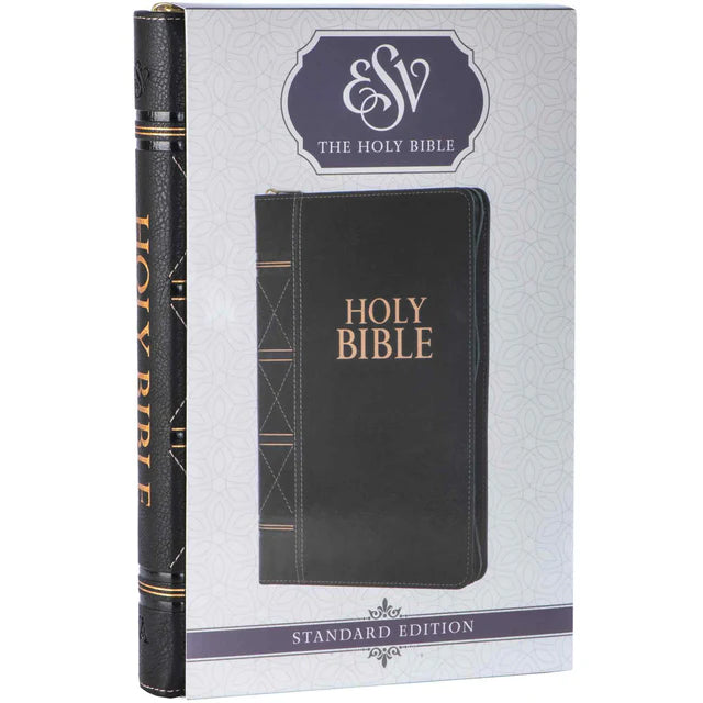 ESV Standard Bible – Black Faux Leather Zip; Neriah's Light
