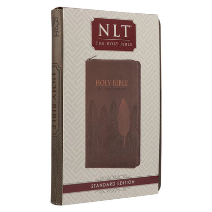 NLT Bible; Brown Leaves; Thumb Indexed; Zipped Flexcover; Neriah’s Light