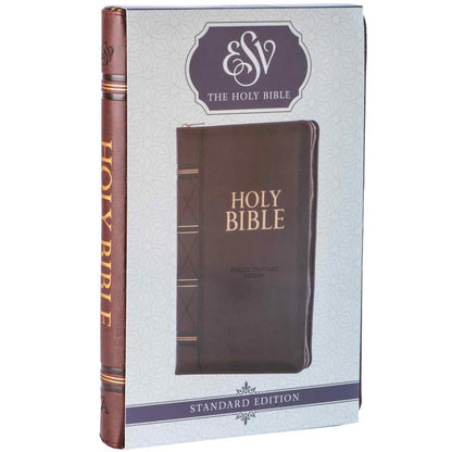 ESV Standard Bible; Brown Faux Leather Zip Index ; Neriah's Light