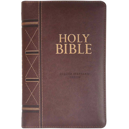 ESV Standard Bible; Brown Faux Leather Zip Index ; Neriah's Light