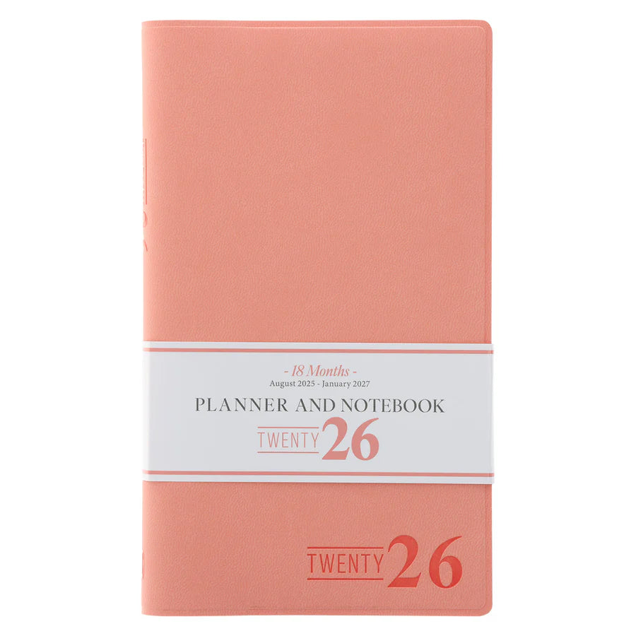 Neriah’s Light; 2026 18-Month Planner & Notebook; Coral Faux Leather