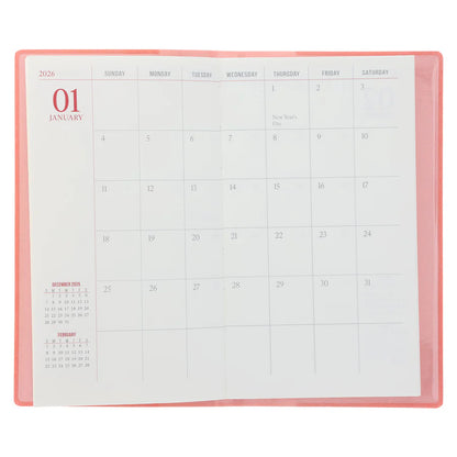 Neriah’s Light; 2026 18-Month Planner & Notebook; Coral Faux Leather