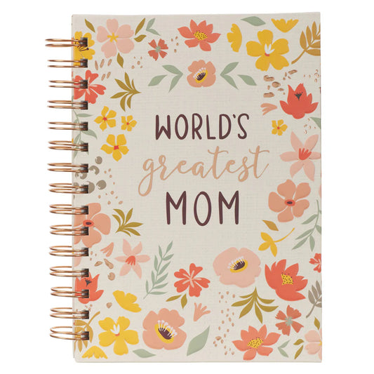 World’s Greatest Mom – Peach Floral Wirebound Hardcover Journal | Neriah’s Light