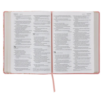 NLT Pink Floral Faux Leather Bible Large Print