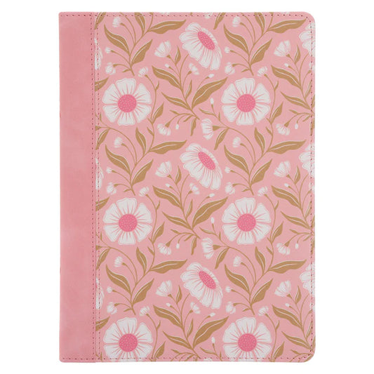 NLT Pink Floral Faux Leather Bible Large Print