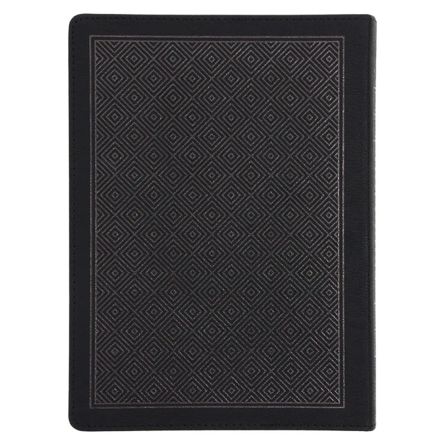 NLT Black Pattern Faux Leather Bible Large Print