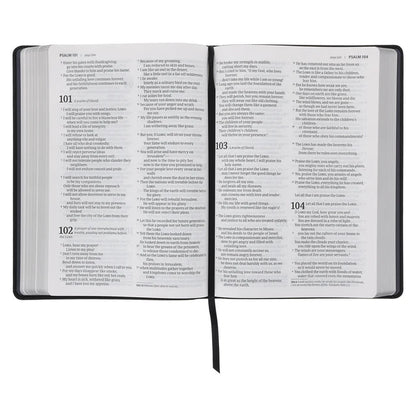 NLT Black Pattern Faux Leather Bible Large Print