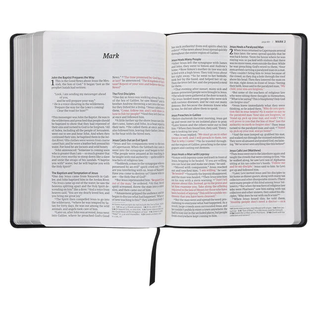 NLT Black Pattern Faux Leather Bible Large Print
