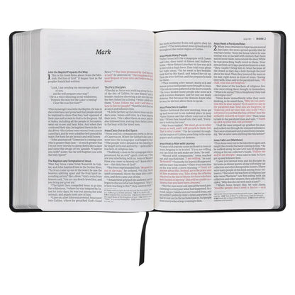 NLT Black Pattern Faux Leather Bible Large Print