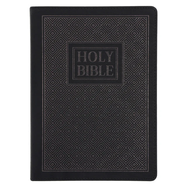 NLT Black Pattern Faux Leather Bible Large Print