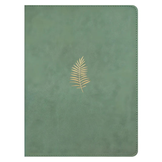 NLT Sage Green Palm Imitation Leather Filament Wide Margin Bible