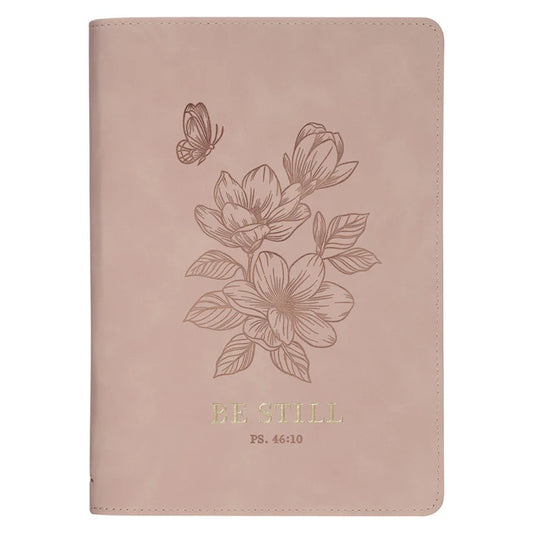 Be Still and Know Pink Faux Leather Journal with Zipped Closure