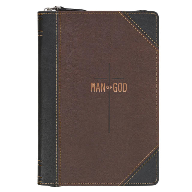 Man of God Faux Leather Journal with Zipped Closure