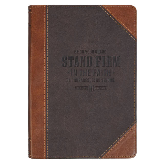 Stand Firm in the Faith Two-Tone Brown Faux Leather Journal
