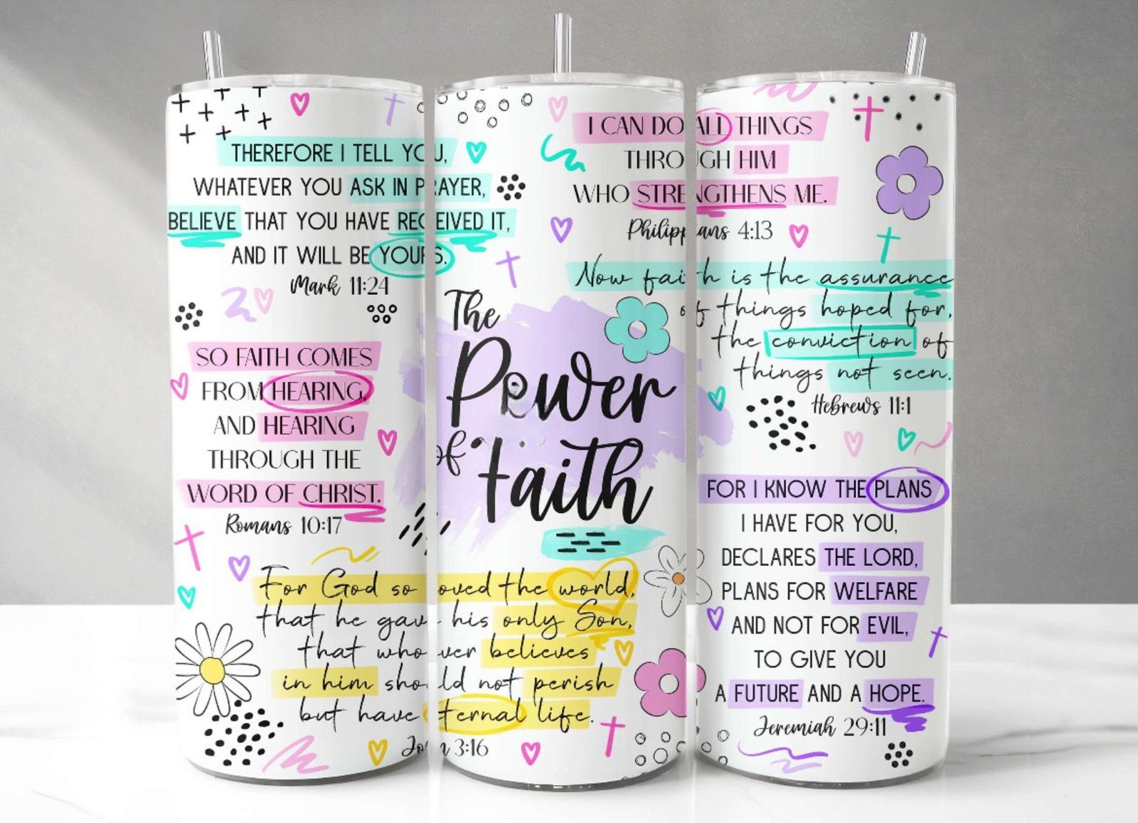 The Power of Faith Tumbler | Purple Reusable Christian Drinkware