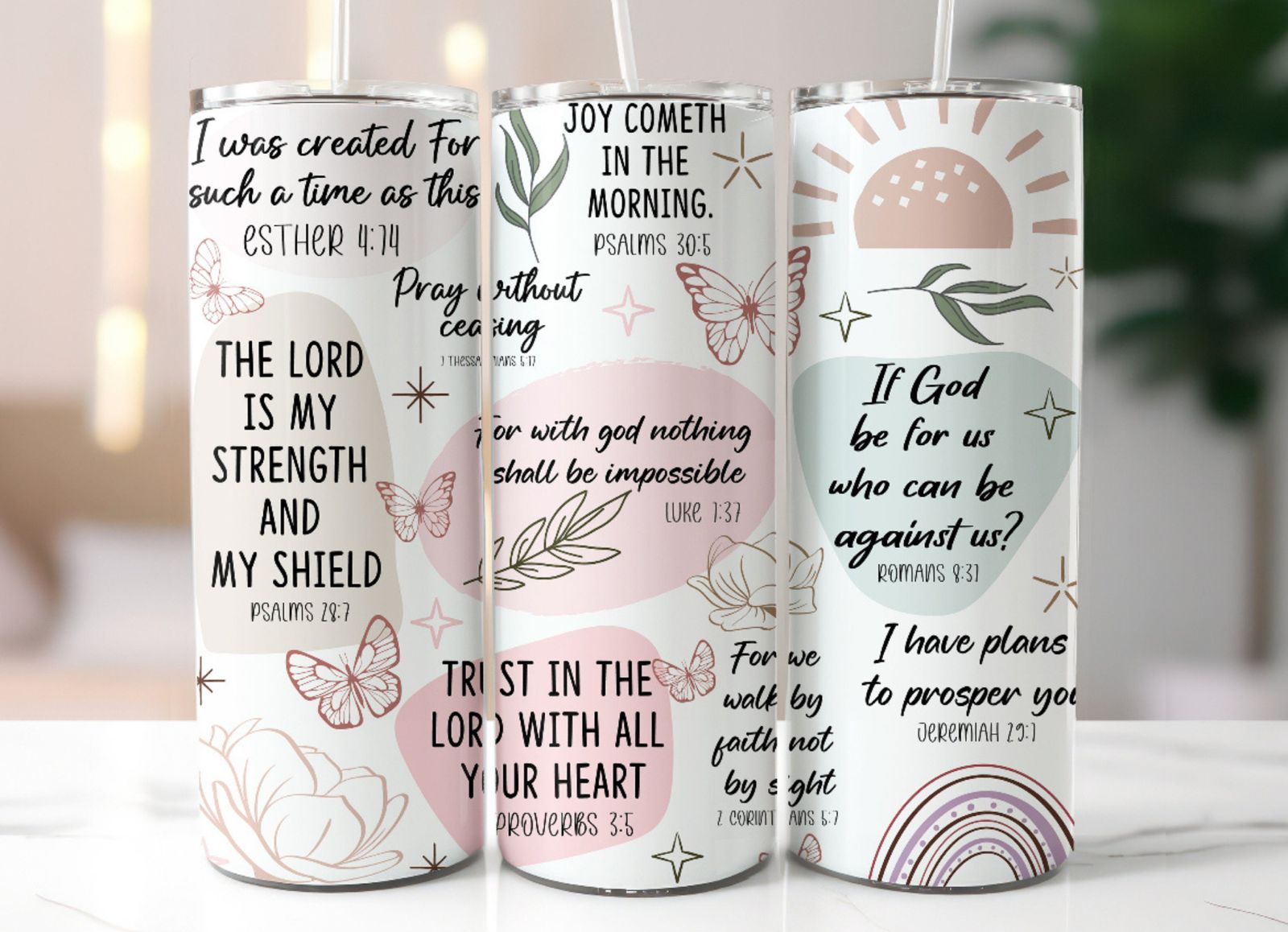 The Lord Is My Strength and Shield Tumbler | White Reusable Christian Drinkware