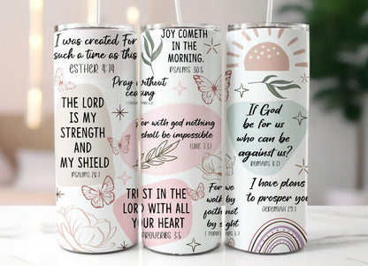 The Lord Is My Strength and Shield Tumbler | White Reusable Christian Drinkware