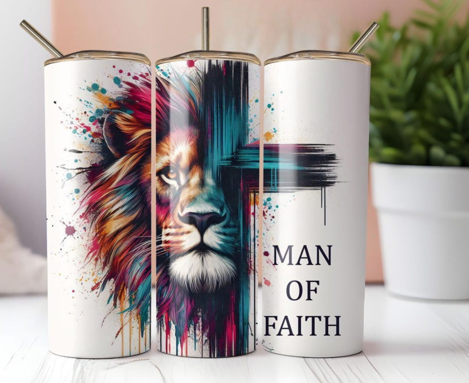 Man of Faith Tumbler | White Reusable Christian Drinkware